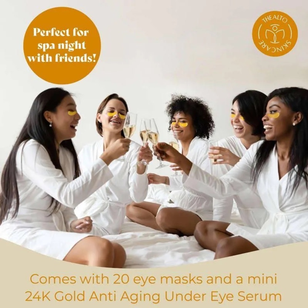 THEALTO 24K Gold Under Eye Collagen Mask 20 pack with eye serum - Picture 3 of 7